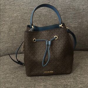 Michael Kors Brown and Blue Bucket Bag